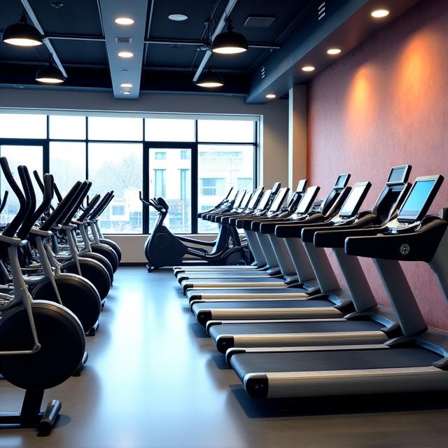 Modern cardio equipment zone at Ontario gym